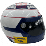 نسخة مقلدة بالحجم الكامل من خوذة آلان بروست لفورمولا 1 عام 1993 مع علامة "SONIC" التجارية، نموذج عرض مفصل للهواة.