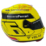 Full-scale replica of Charles Leclerc’s 2022 Monza Grand Prix helmet, detailed collector’s display model.