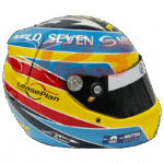 نسخة طبق الأصل كاملة الحجم من خوذة فيرناندو ألونسو للفورمولا 1 لعام 2006، نموذج عرض مفصل للمقتنين.
