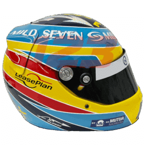 Full-scale replica of Fernando Alonso’s 2006 Formula 1 helmet, detailed collector’s display model.