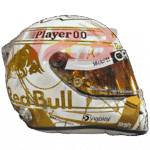 Réplique grandeur nature du casque "4 Titres" 2024 de Max Verstappen, modèle d'exposition détaillé pour collectionneurs.