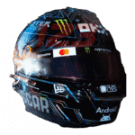 Réplica a escala real del casco con "chip de computadora" de Oscar Piastri del Gran Premio de Austin 2025, modelo de exhibición detallado para coleccionistas.