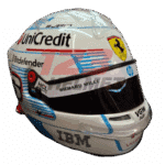 نسخة طبق الأصل بالحجم الكامل من خوذة تشارلز لوكلير لسباق جائزة موناكو الكبرى لعام 2025، نموذج عرض عالي التفاصيل.