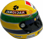 Replica in scala 1:1 del casco di Formula 1 di Ayrton Senna del 1992, modello da esposizione dettagliato per collezionisti.