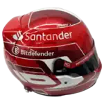 Full-scale replica of Charles Leclerc’s 2024 Formula 1 helmet, detailed collector’s display model.