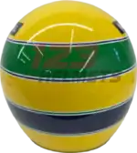 Full-scale replica of Ayrton Senna’s 1991 Formula 1 helmet, detailed collector’s display model.