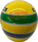 Full-scale replica of Ayrton Senna’s 1992 Formula 1 helmet, detailed collector’s display model.