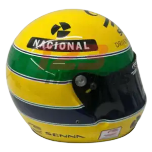 Full-scale replica of the Ayrton Senna 30th Anniversary Tribute helmet, detailed collector’s display model.