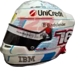 Full-scale replica of Charles Leclerc’s helmet for the 2025 Monaco Grand Prix, high-detail display model.