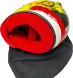 Full-scale replica of Charles Leclerc’s 2022 Monza Grand Prix helmet, detailed collector’s display model.