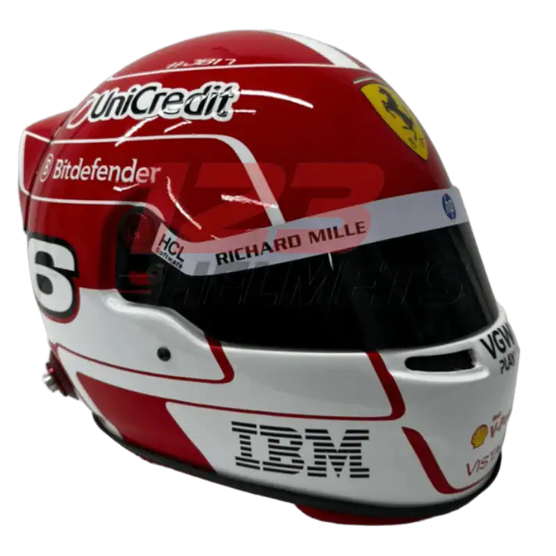 Charles Leclerc 2025 Full-Scale Replica Helmet Full-scale replica of Charles Leclerc’s 2025 Formula 1 helmet, detailed collector’s display model.