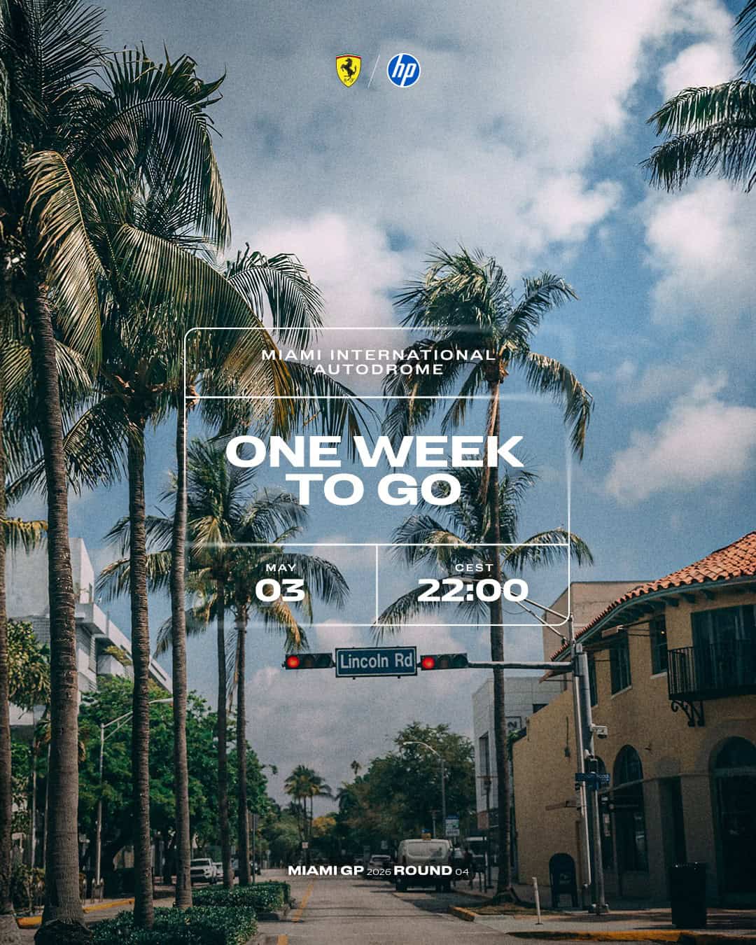 Photo shared by Scuderia Ferrari HP on April 26, 2026 tagging @lewishamilton, and @charles_leclerc. May be an image of poster, magazine, palm trees and text that says 'MIAMI INTERNATIONAL AUTODROME ษา