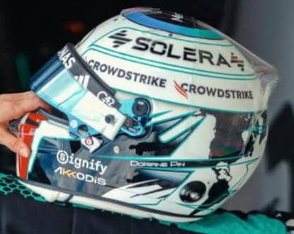 Helmet design of Doriane Pin (Mercedes) 2026