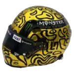 Lando Norris 2025 Gold World Champion F1 replica helmet — left view, collector display model