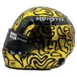 Lando Norris 2025 Gold World Champion F1 replica helmet — right-front view, collector display model