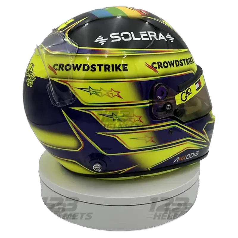 Lewis Hamilton 2024 Spain GP F1 replica helmet full size — view 1 Lewis Hamilton 2024 Spain GP F1 replica helmet full size - left view