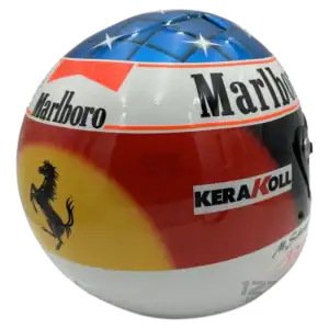 Michael Schumacher 2000 Ferrari F1 replica helmet — back view, collector display model