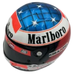 Michael Schumacher 2000 Ferrari F1 replica helmet — top-back view, collector display model