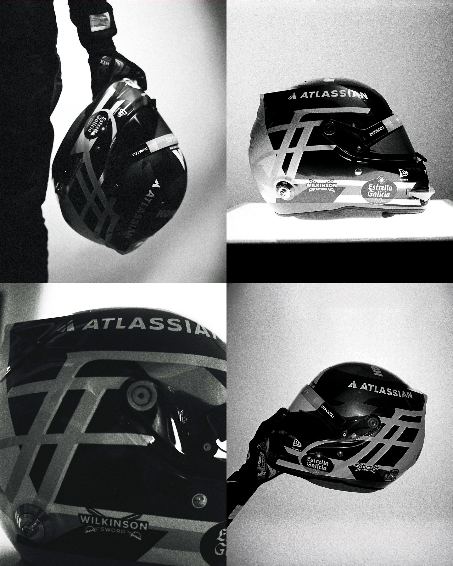 Photo shared by Carlos Sainz on April 30, 2026 tagging @williamsf1official. May be an image of racing vehicles, football helmet, helmet and text.