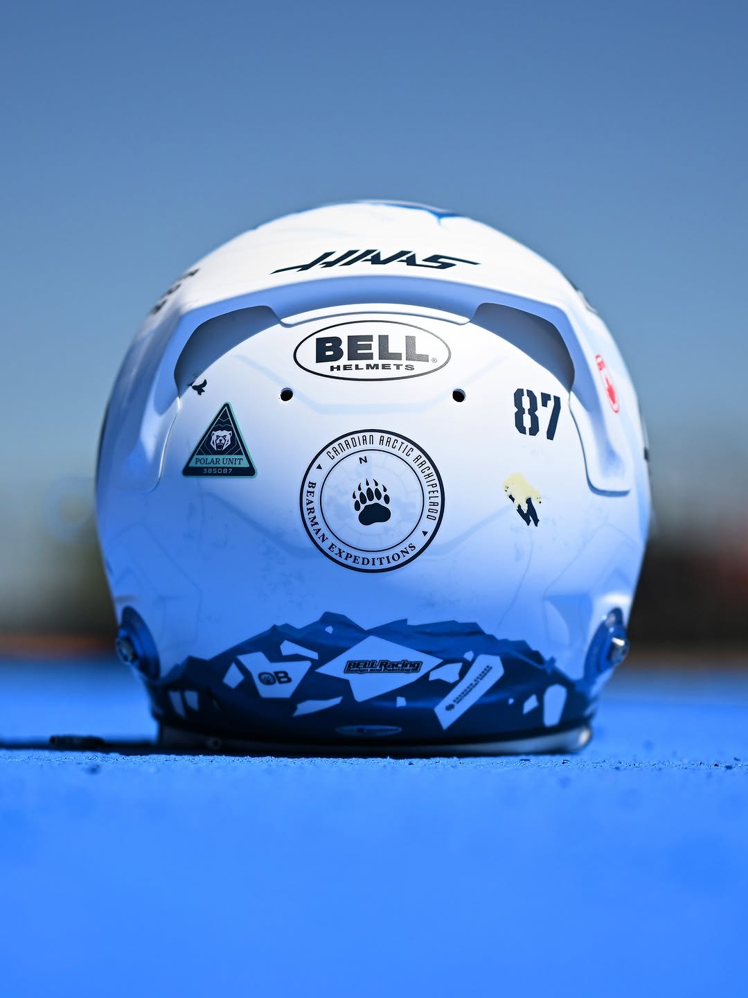 Ollie Bearman Canadian GP 2026 Montreal helmet reveal — Arctic polar bear theme