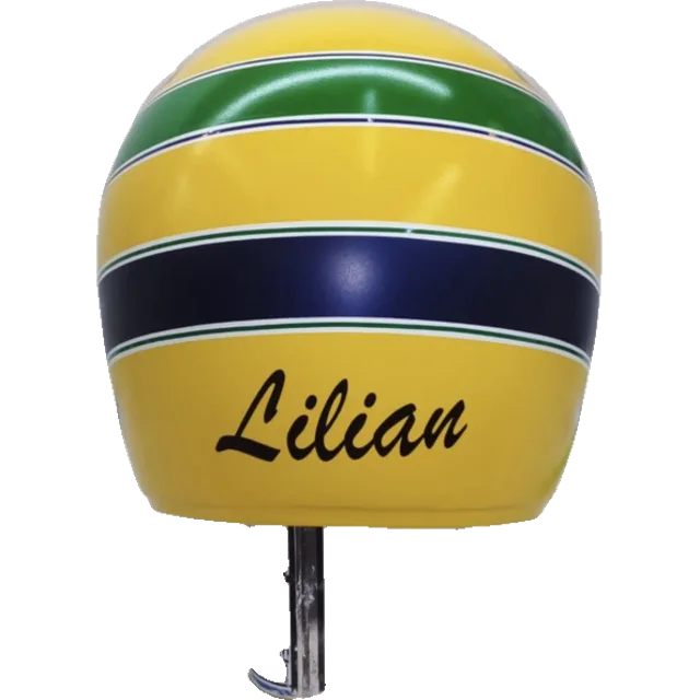 Custom F1 replica display helmet personalized with a hand-painted name