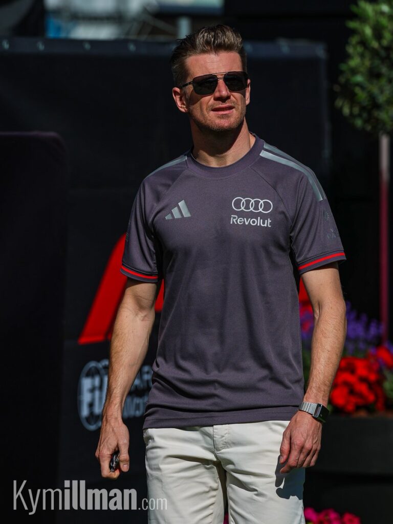 FIRST IN The first driver I spotted arriving this morning in a sunny Barcelona was Nico Hulkenberg. It is a slightly di