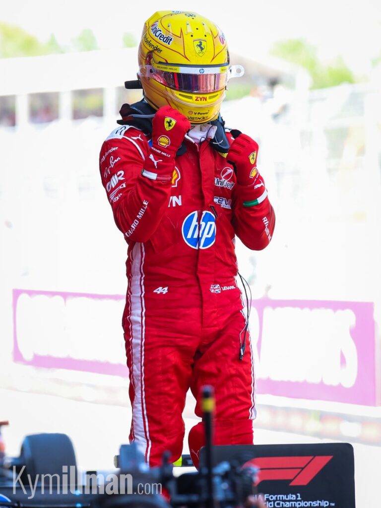 FORZA FERRARI It is victory at last for Lewis Hamilton. The seven-time World Champion produced an impressive three-stop