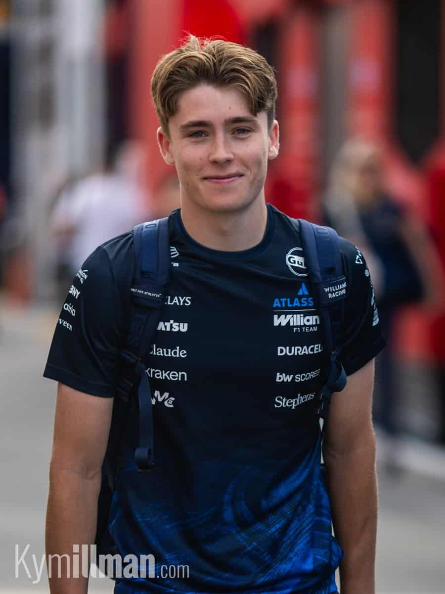 IN THE CAR TOMORROW Luke Browning will be in the Williams tomorrow for FP1, and he was wearing a big smile as he arrive