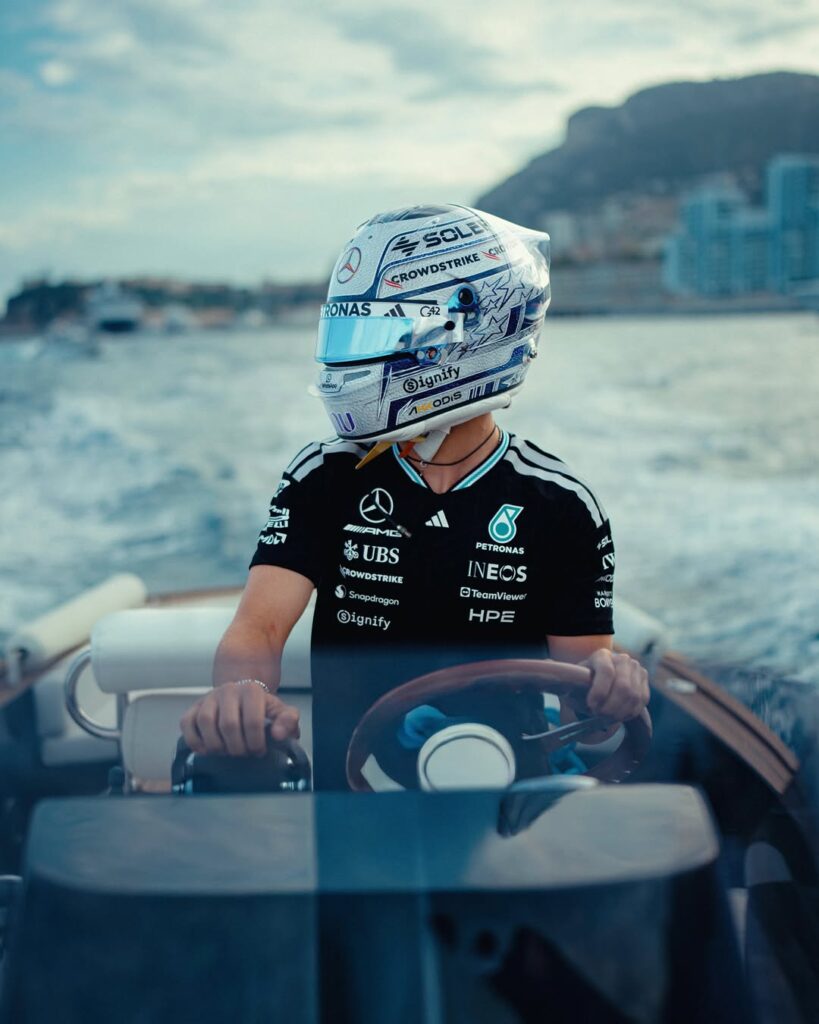 Fresh new helmet for Monaco! 🔵⚪️ Wanted to go for a special look for such a unique race, can’t wait for you guys to see it on track!