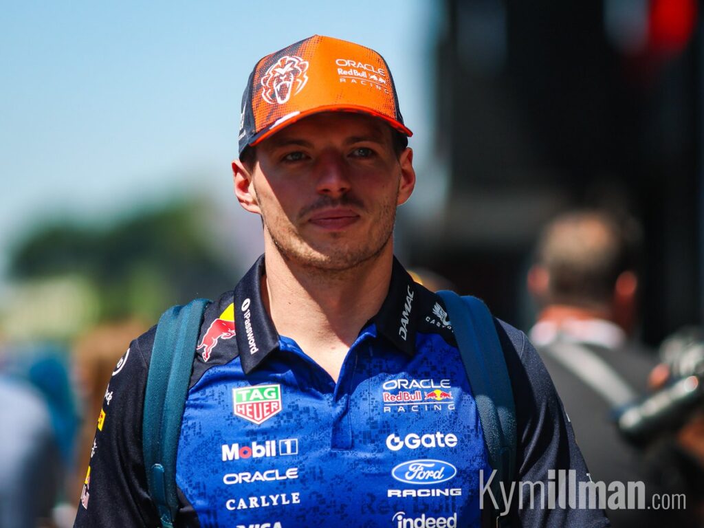 KING OF THE RING? Max Verstappen heads to the Red Bull hospitality suite after entering through the swipe gates and tak
