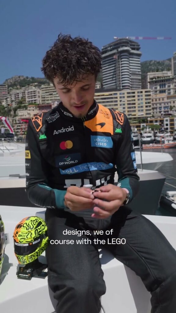 Lando and his @lego helmet 🤞 #McLarenF1