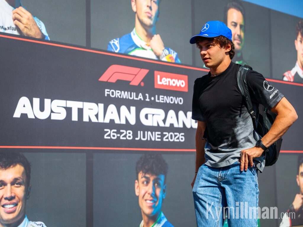 QUIETLY CONFIDENT Kimi Antonelli arrives for work this morning, making his way through the hustle and bustle of the Gre
