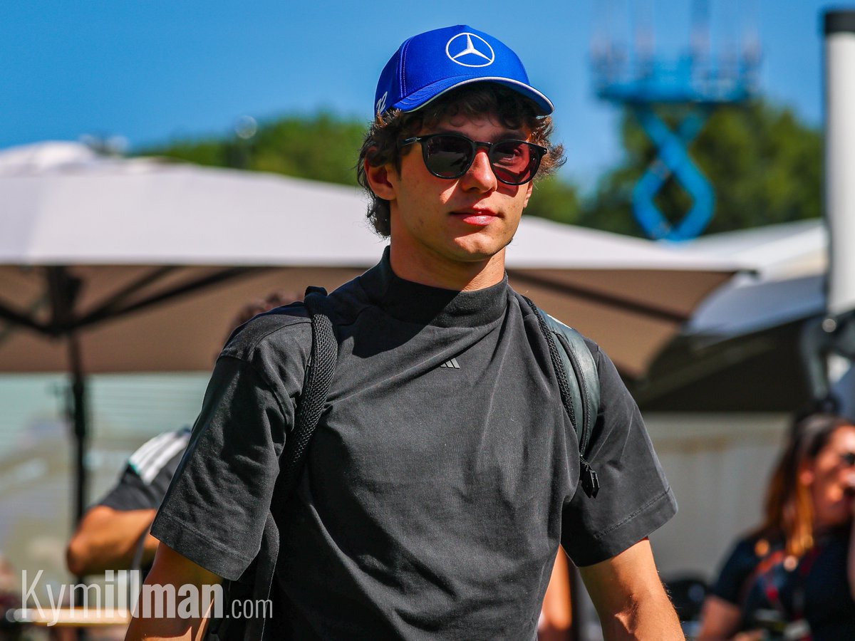 READY TO STRIKE Kimi Antonelli arrived in the paddock this morning ahead of the final practice session and today's all-
