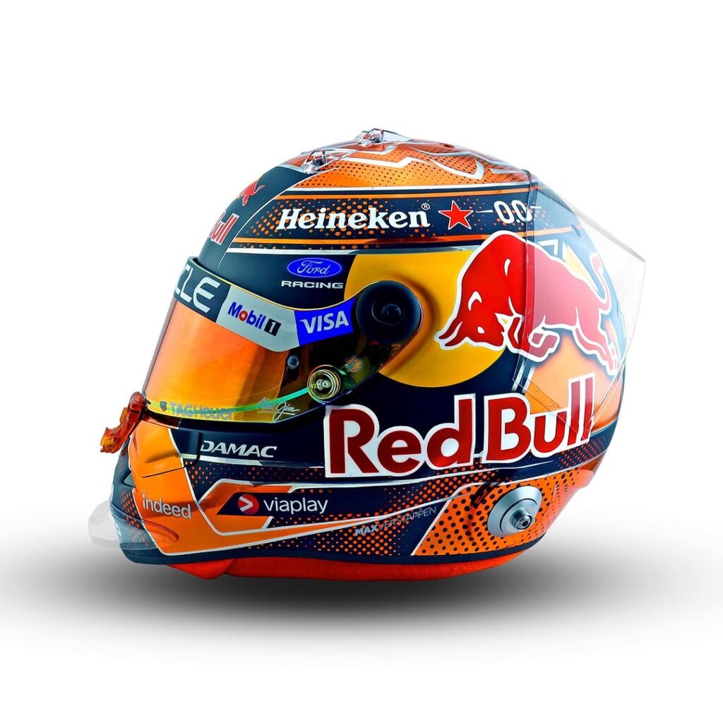 Max Verstappen 2026 Orange Lion helmet — side profile