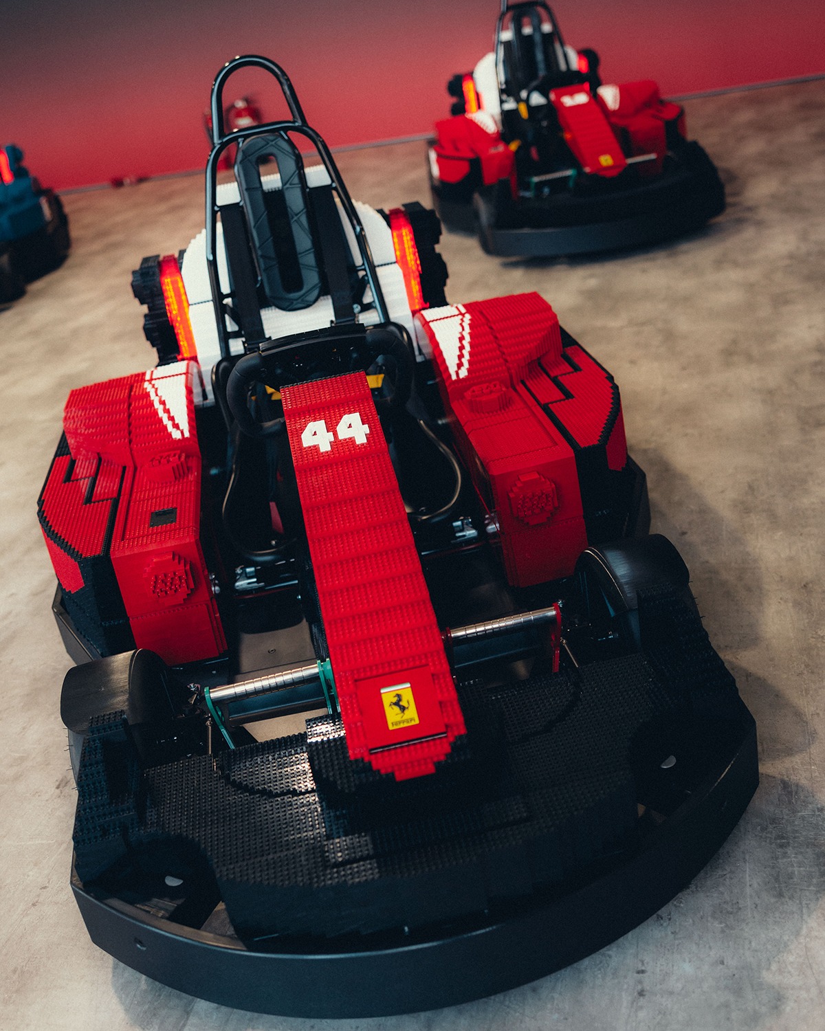 Scuderia Ferrari's number 44 LEGO kart in Ferrari red for the 2026 British Grand Prix drivers' parade.