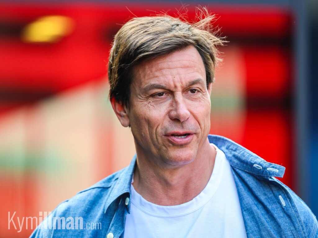 CASUAL TOTO A denim shirt and white T-shirt replaced the usual Mercedes team kit for Toto Wolff as he arrived in the pa
