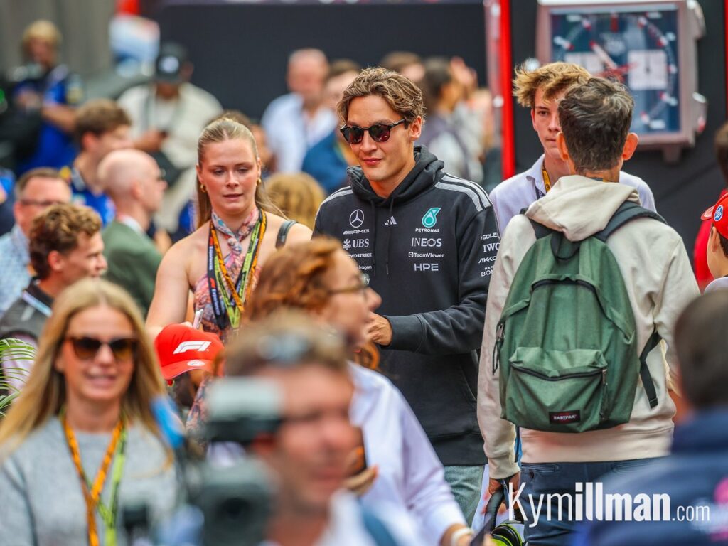 CENTRE OF ATTENTION George Russell, who currently sits second in the championship, winds his way through an excitable