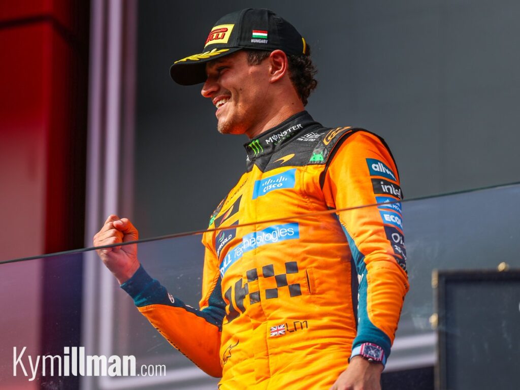 FAMILIAR SIGHT Lando Norris stood on the top step of the podium here last year, and he did it again today. McLaren are