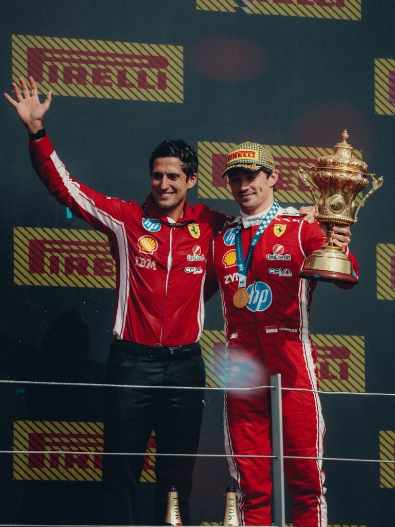 Charles Leclerc's Ferrari Monaco Grand Prix 2024 collector replica helmet in close-up detail.