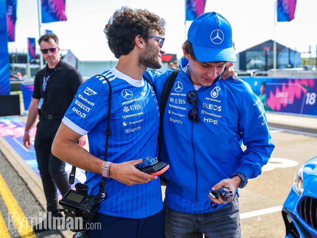 MERCEDES NOT ALPINE Kimi Antonelli and all of the Mercedes team are wearing a special shirt for the British GP, in a sh