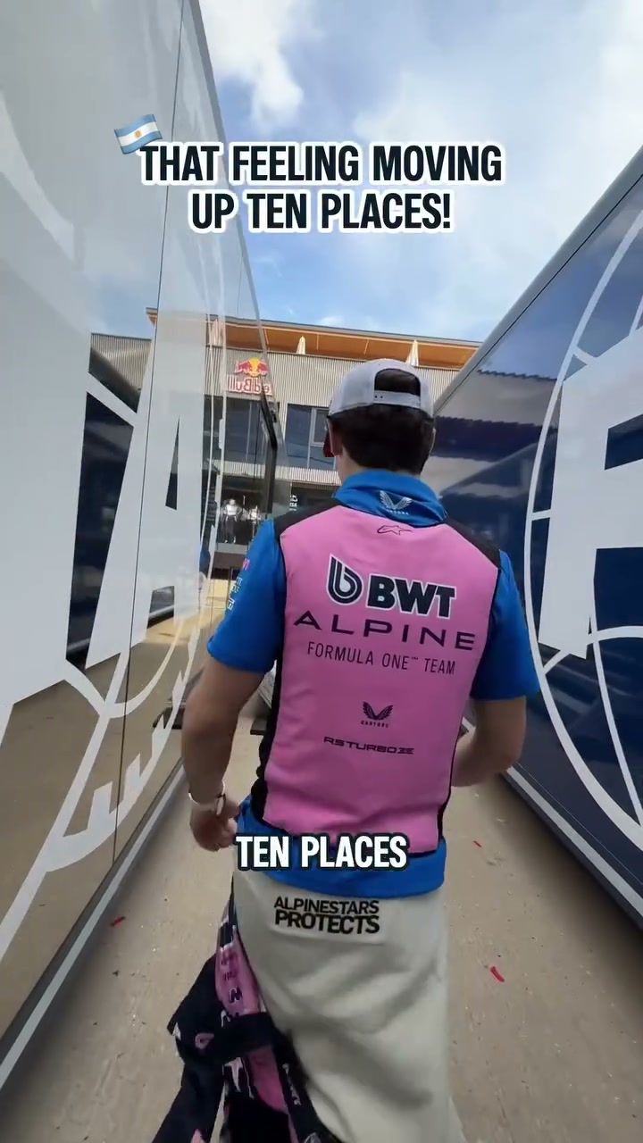 Video by BWT Alpine Formula One Team on July 05, 2026. May be an image of racing vehicles, helmet and text that says 'b RedBull ७ BW woi WOE ARCT TREE BWT 0 DBWT ALPIN E PCGMLLACSE 1ม ten places'.
