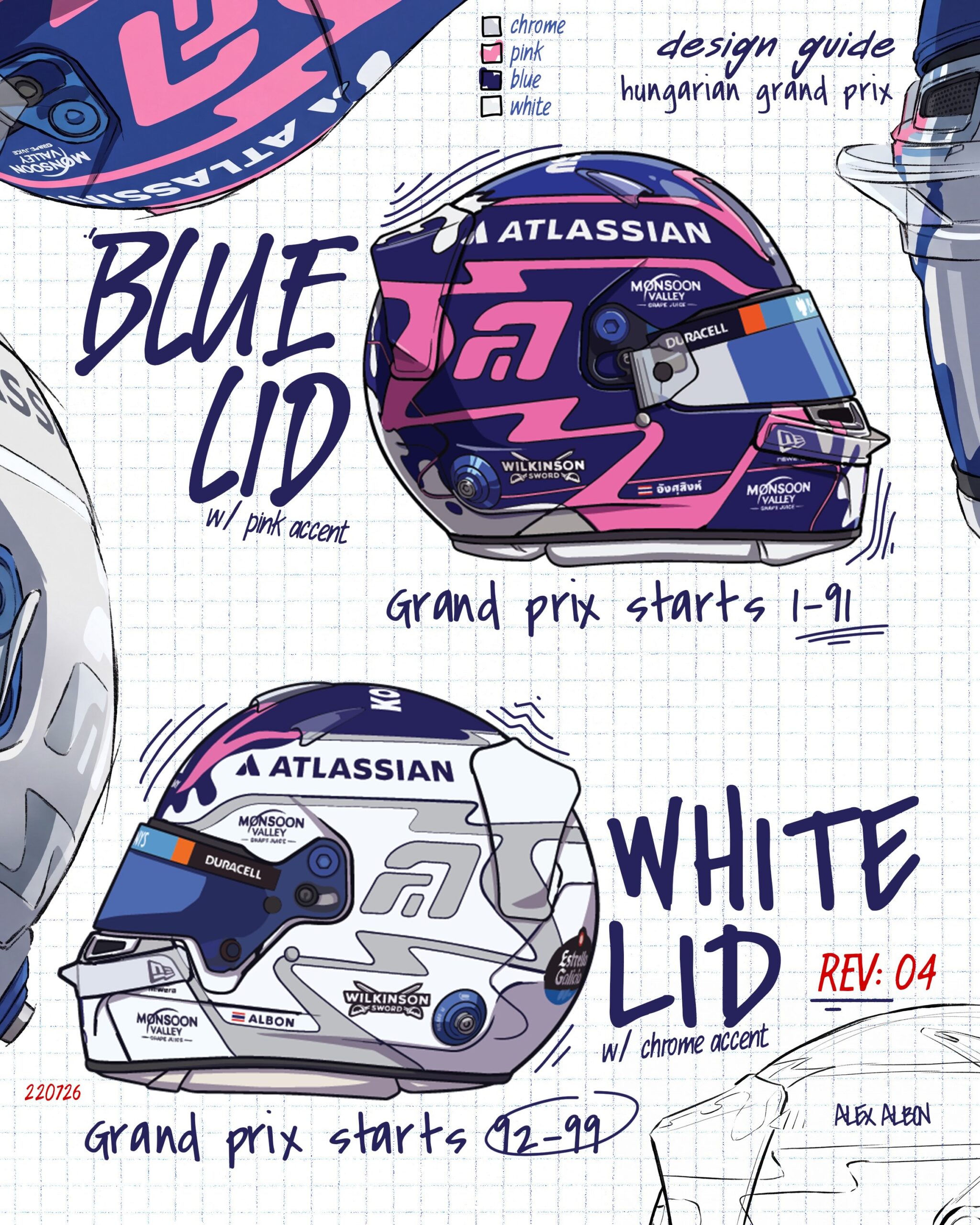 Alex Albon révèle une paire de casques du Grand Prix de Hongrie pour sa 100e course avec Williams