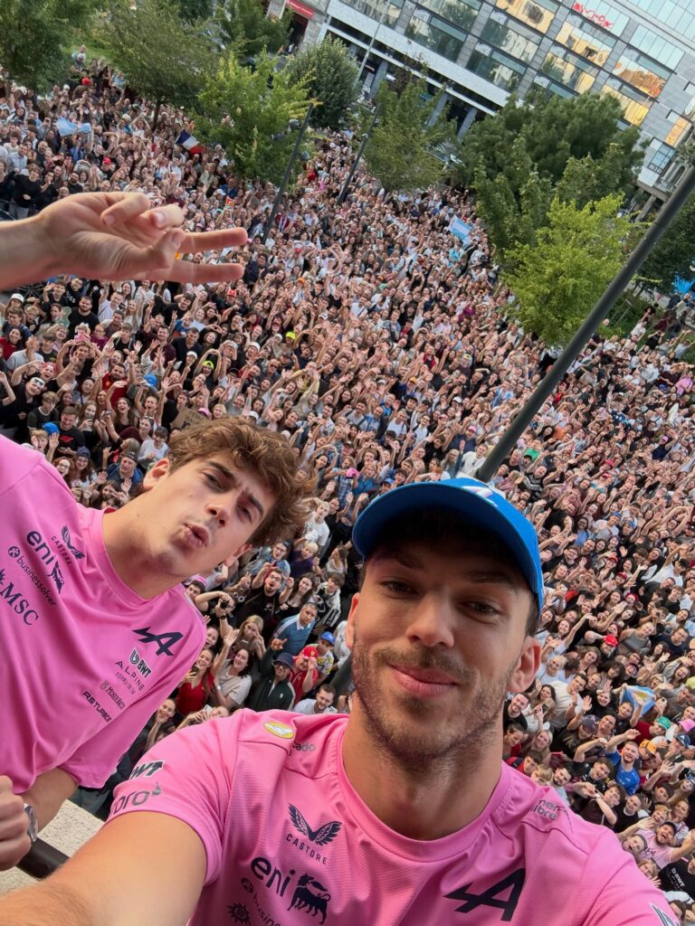 Photo by PIERRE GASLY 🇫🇷 on July 23, 2026. May be an image of one or more people, crowd, stadium and text.