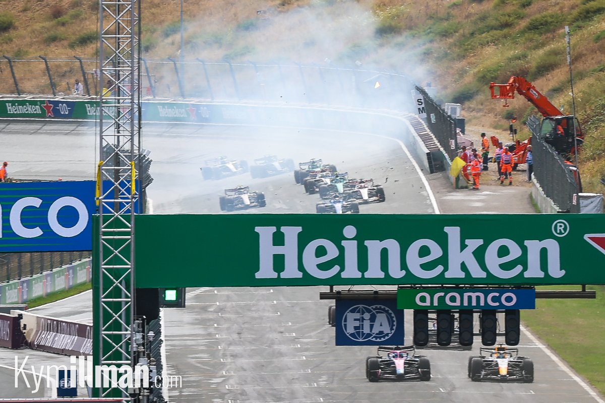 HEARTBREAK AT THE START Max Verstappen has crashed out on the opening lap of his home race following a heavy impact wit