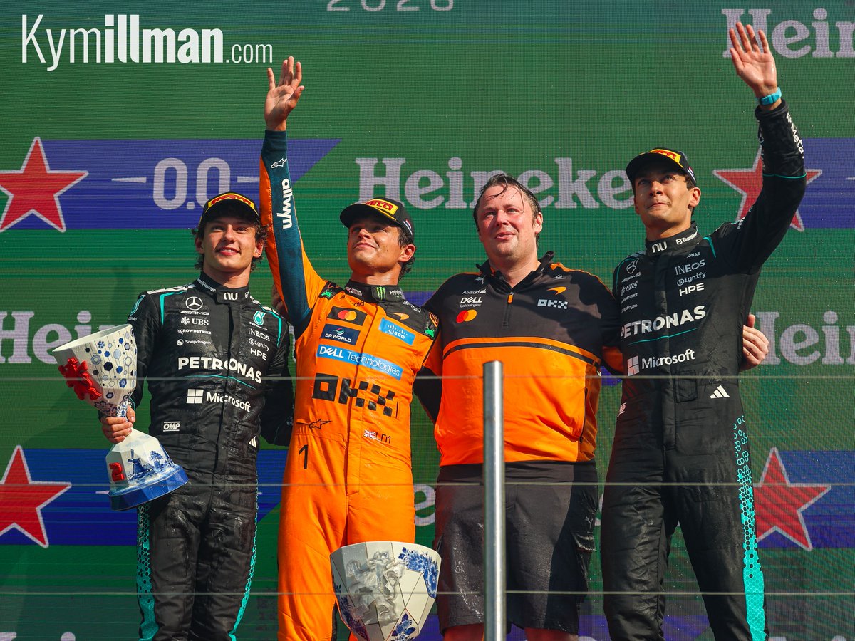 TOP THREE For now at least, the curtain closes on the Dutch Grand Prix, and it was Lando Norris who stood on the top st