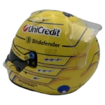 Lewis Hamilton 2025 Miami GP F1 replica helmet — three-quarter back view, collector display model
