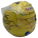 Lewis Hamilton 2025 Miami GP F1 replica helmet — three-quarter back view, collector display model