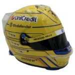 Lewis Hamilton 2025 Miami GP F1 replica helmet — three-quarter front view, collector display model