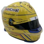 Lewis Hamilton 2025 Miami GP F1 replica helmet — three-quarter front view, collector display model