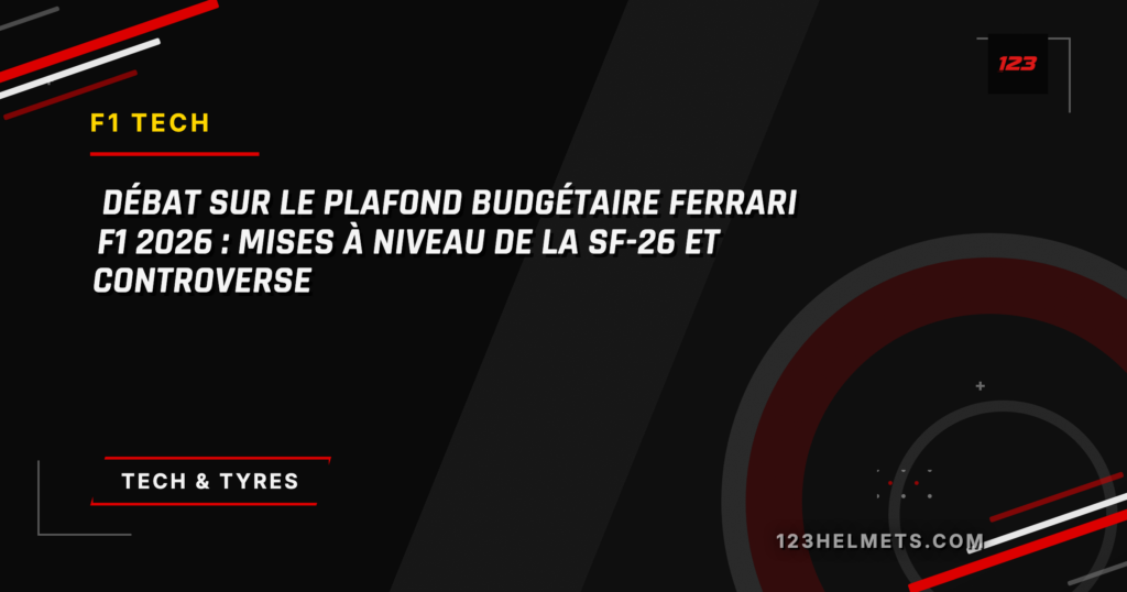 123Helmets editorial card — Débat sur le plafond budgétaire Ferrari F1 2026 : mises à niveau de la SF-26 et controverse
